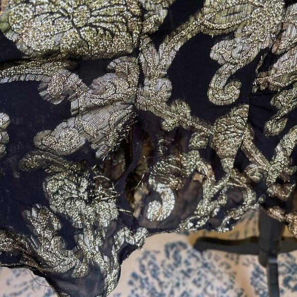 Anthropologie Black Gold Tunic Mini Dress Oversized Pockets XS READ DESCRIPTION - Picture 8 of 16